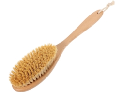 Escova Esfoliante Corporal Durável Com Cabo Longo De Madeira E Sisal, Projetada Para Pendurar No Banho