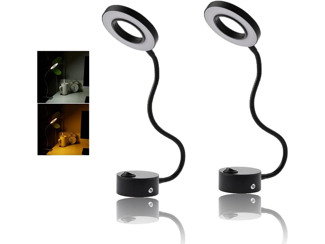 Conjunto De 2 Luzes Leitura Led Juttauto 12v Com Haste Flexível E Regulável Para Interiores Autocaravanas, Iluminação