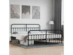 Vidaxl Estrutura De Cama Com Cabeceira E Pés 200x200 Cm Metal Preto