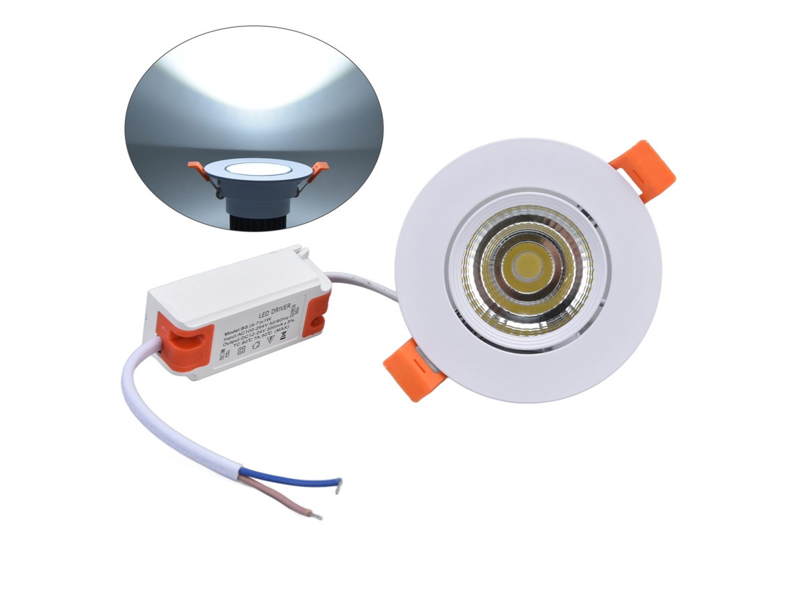 Lâmpada de Led Embutida 7w Luz Suave Ajustável Econômica Instalação Fácil para Teto