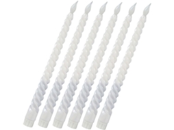 Conjunto De 6 Velas Brancas Em Formato De Cone Torcido, 30 Cm, Em Cera Natural, Sem Chama E Com Iluminação Led.