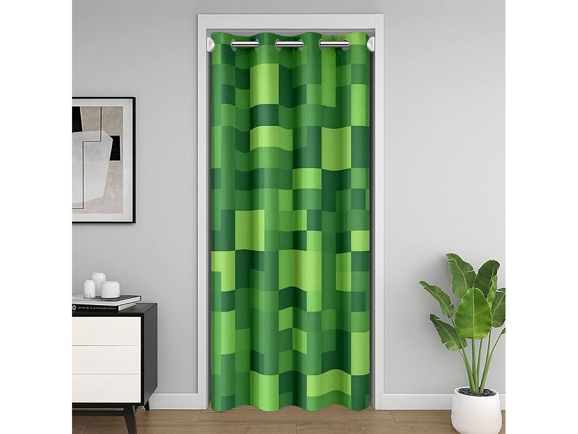 Cortina Opaca Com Tema Pixelado Da Loussiesd, Cortinas Geométricas Quadradas Para Meninos E Meninas