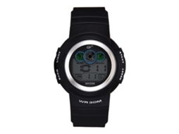 Relógio esportivo eletrônico com pulseira de silicone, resistente à água até 3 ATM, estilo casual, branco.