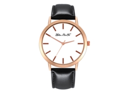 Relógio de Pulso Feminino Analógico de Quartzo com Pulseira Pu Estilo Clássico (preto)