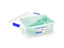 Caixa Plástica Com Tampa E Bandeja Nº31, Transparente, Gaveta De Armazenamento, Organização, Armazenamento De Objetos, 9 Litros, 37 X 26 X 14 Cm, Acan