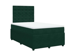 Cama Boxspring com Colchão Veludo Verde Escuro MAISON EXCLUSIVE (120x200 cm)