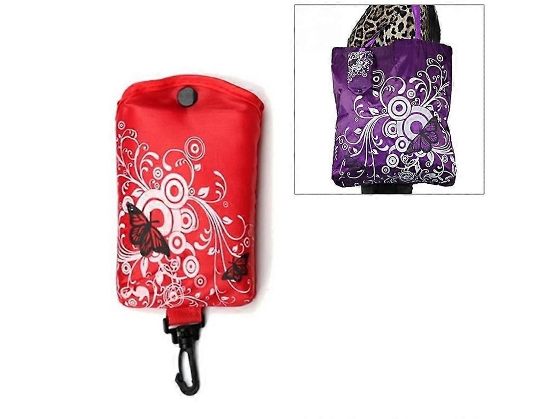 Saco de Compras Dobrável Flor de Borboleta Tecido Oxford Bolsa de Ombro Sacola Reutilizável GOKOCO