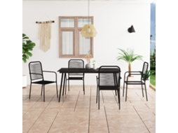 Conjunto 5 Pcs de Jantar P/ Jardim Corda de Algodão e Aço Preto PANGSHIYUAN