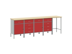 Vidaxl Conjunto De Armários De Trabalho 5 Unid. Vermelho E Cinza