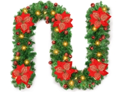 Guirlanda De Natal Com Luzes, Guirlanda De Natal Artificial Pré Iluminada Aquaforge