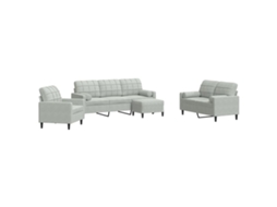 Conjunto de Sofás 4 Pcs com Almofadões Veludo Cinza claro MAISON EXCLUSIVE