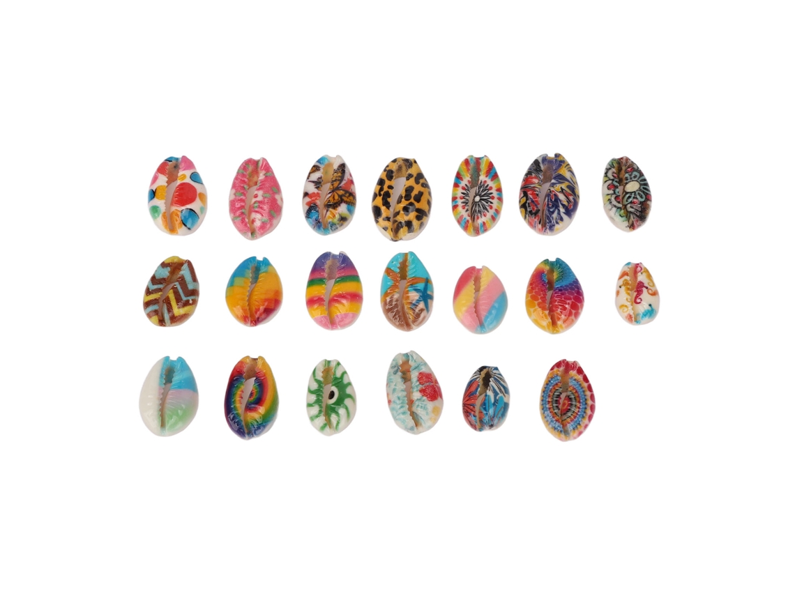 20pcs Pingentes De Concha Com Estampa Floral Para Tranças E Dreadlocks