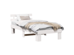 Conjunto de 2 Estruturas da Cama Branco 90x190 cm Madeira de Pinheiro Sólida MAISON EXCLUSIVE