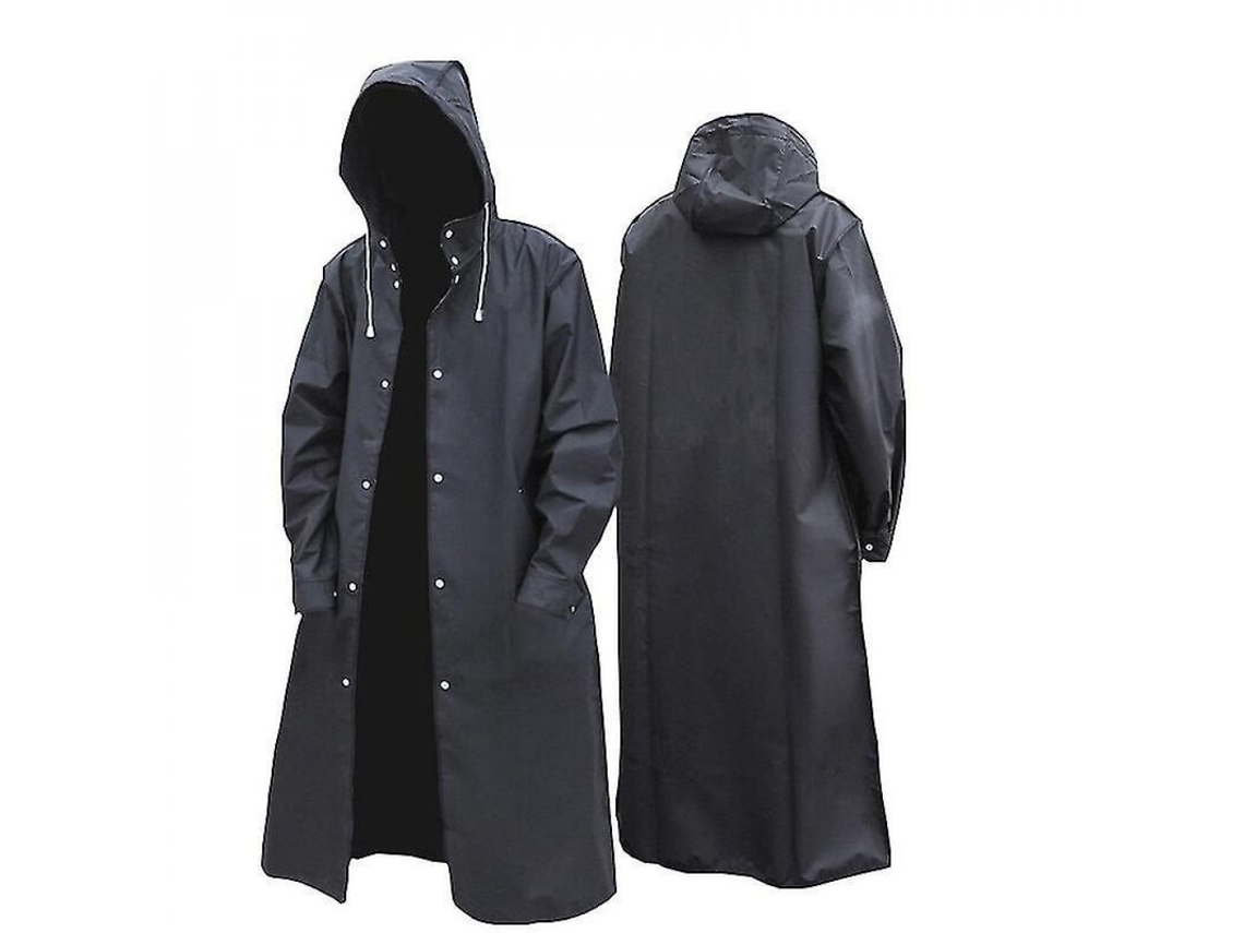 2026 impermeable Largo para Adultos de Moda Negra com Capuz para Caminhadas, Viagens e Pesca Ao Ar Livre XXXL Negro