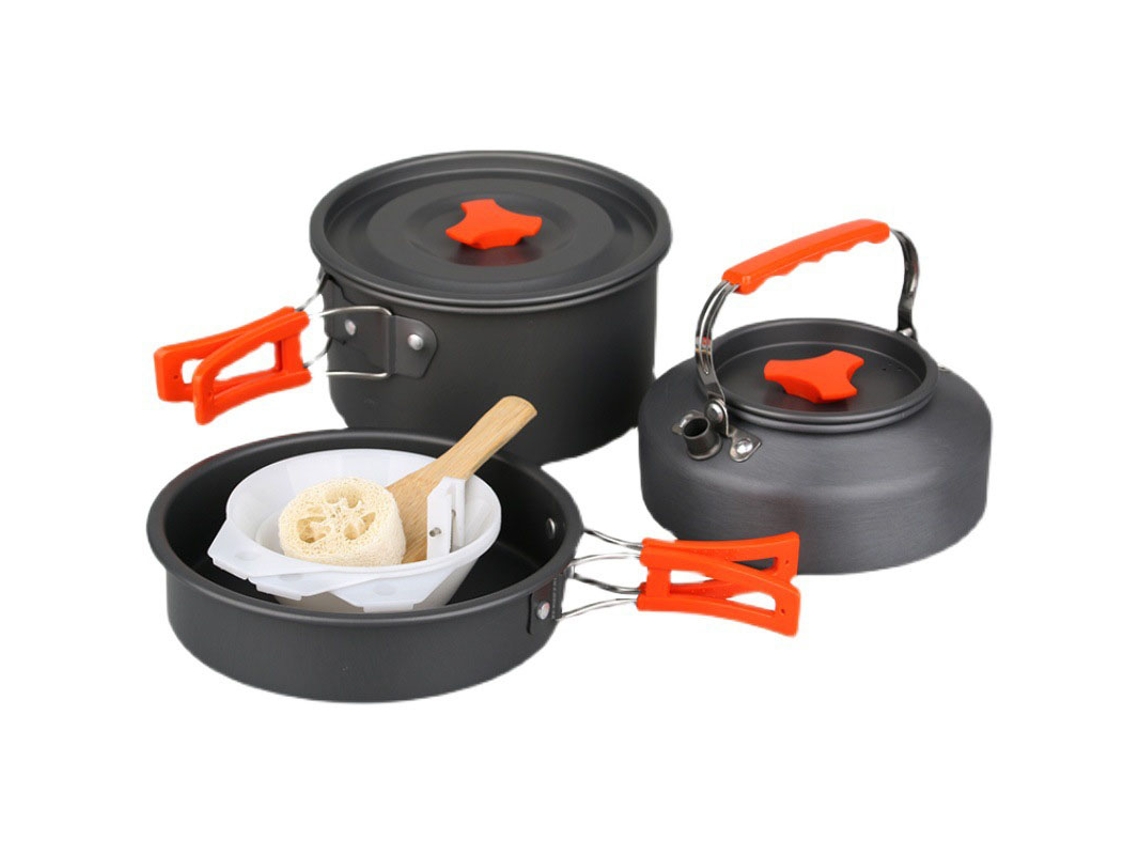 Conjunto de Panelas de Camping Alumínio Oxidado Duro