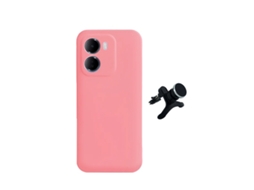 Kit Suporte Magnético Com Pernas Capa Proteção Silicone Gift4me Para Xiaomi Redmi 15a - Rosa