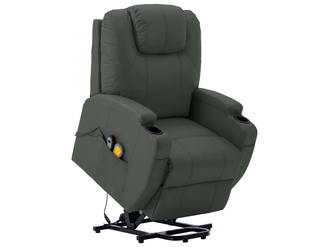 Vidaxl Poltrona De Massagens Elevatória Couro Artificial Antracite
