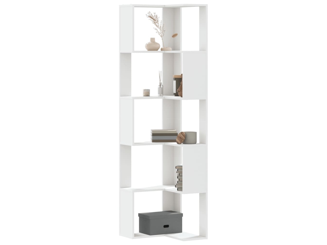 Vidaxl Estante Canto 5 Prateleiras 50x50x179 Cm Deriv. Madeira Branco