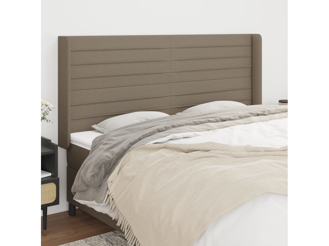 Vidaxl Cabeceira Cama Abas Tecido 183x16x118/128 Cm Cinza-acastanhado