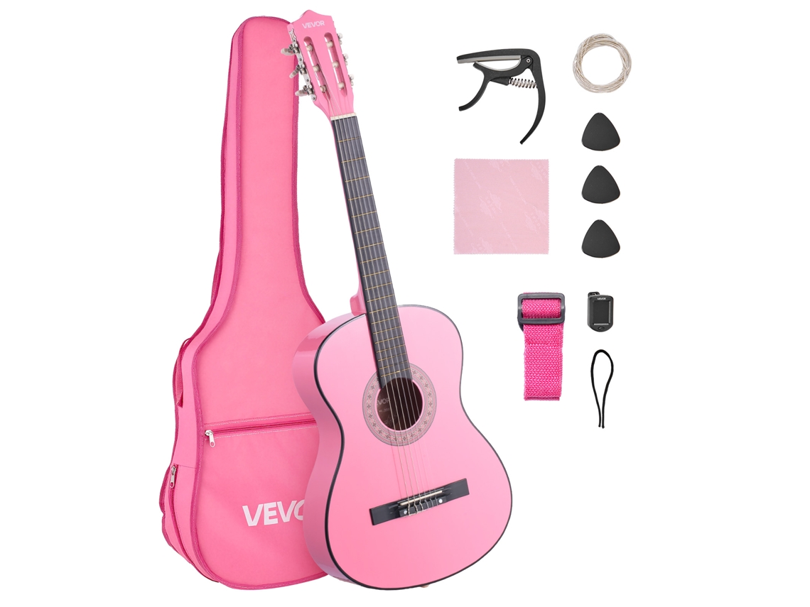 Conjunto De Guitarra Clássica De Madeira De 960 Mm Para Iniciantes, Rosa Vevor