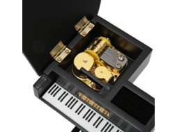 Caixa de Música em Madeira AQUAFORGE, Estilo Piano, Mecanismo Banhado a Ouro, Fácil de Usar, com Corda para Casa, Carro, Escritório e Mesa