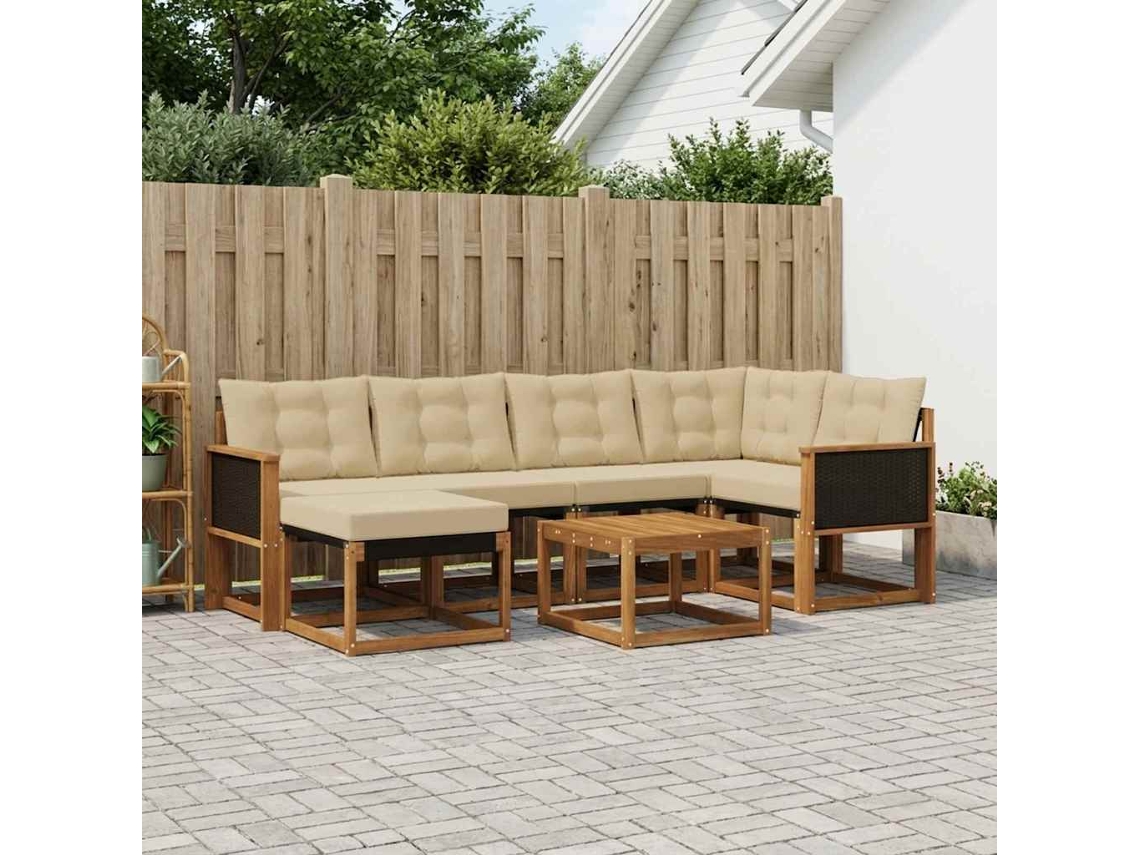 Vidaxl Conjunto De Sofás Para Exterior 7 Pcs Natural E Bege