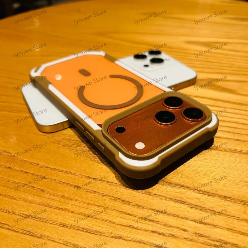 Capa Magnética Transparente Para Celular (iphone 14 Pro Max Dourado), Material Acrílico Resistente A Impactos.