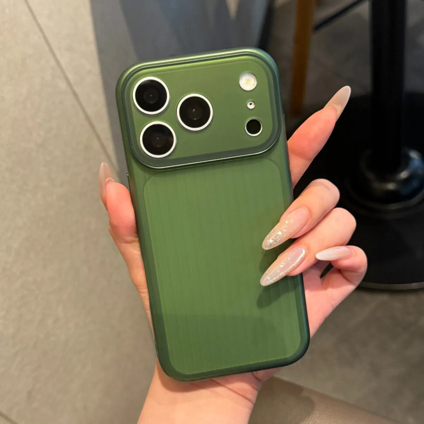 Capa De Celular Fosca De Silicone Macio Com Listras Antiderrapantes (verde Para Iphone 13 Pro Max)