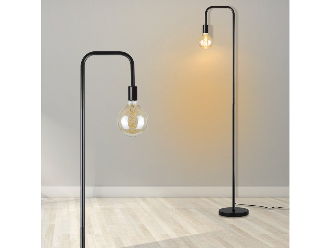 Nettlife Candeeiro De Pé Led, Candeeiro De Pé Vintage Preto, Com Interruptor De Pé, Metal Industrial E27, Designer Para Sala E Quarto