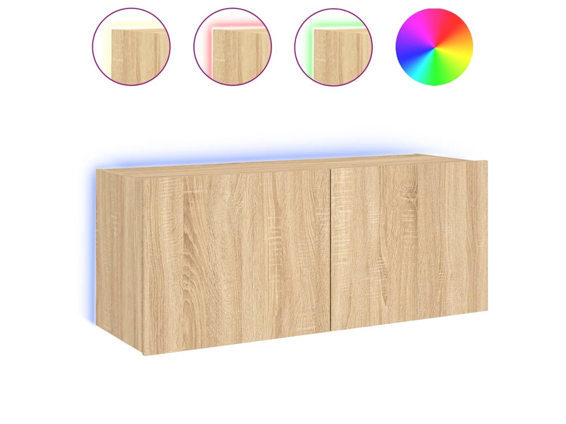 Móvel de parede para TV com luzes LED Carvalho Sonoma MAISON EXCLUSIVE (100x35x41 cm)