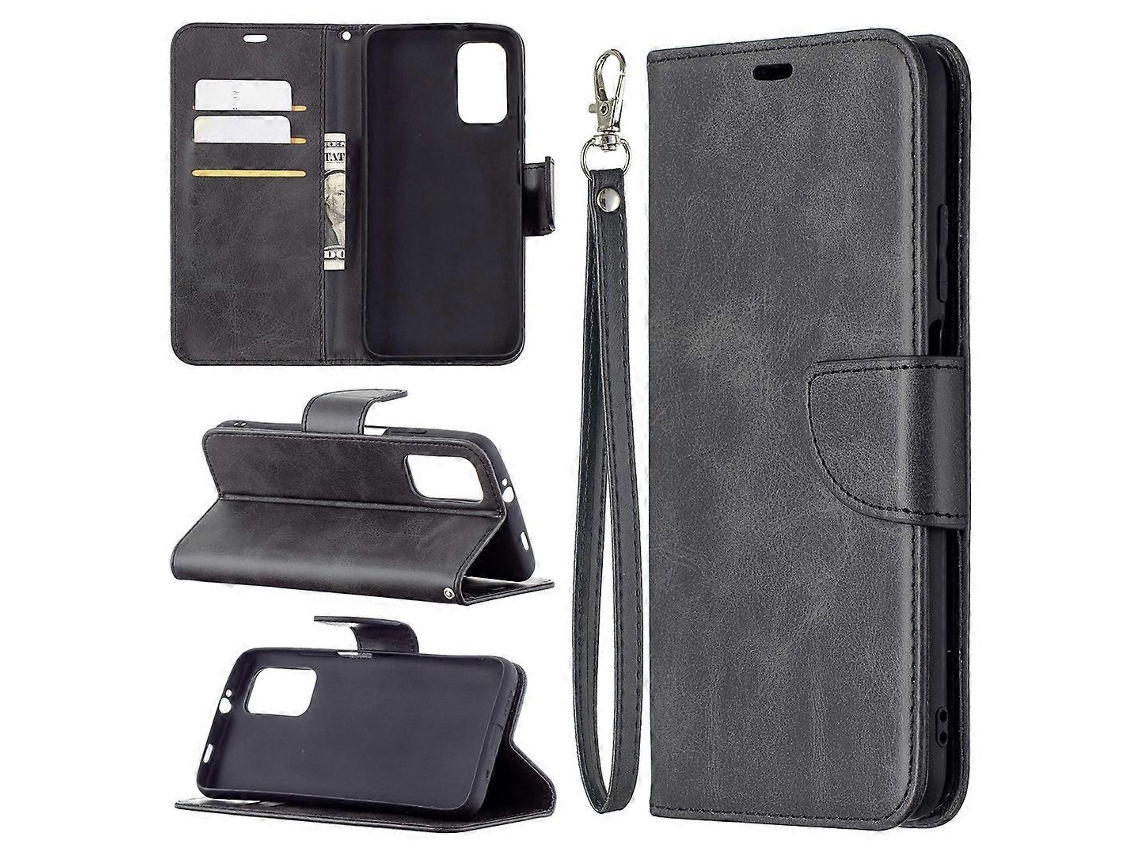Capa De Couro Pu Com Textura De Pele De Cordeiro Retrô, Cor Pura, Formato Flip Horizontal, Com Suporte, Compartimentos Para Cartões, Carteira E Cordão