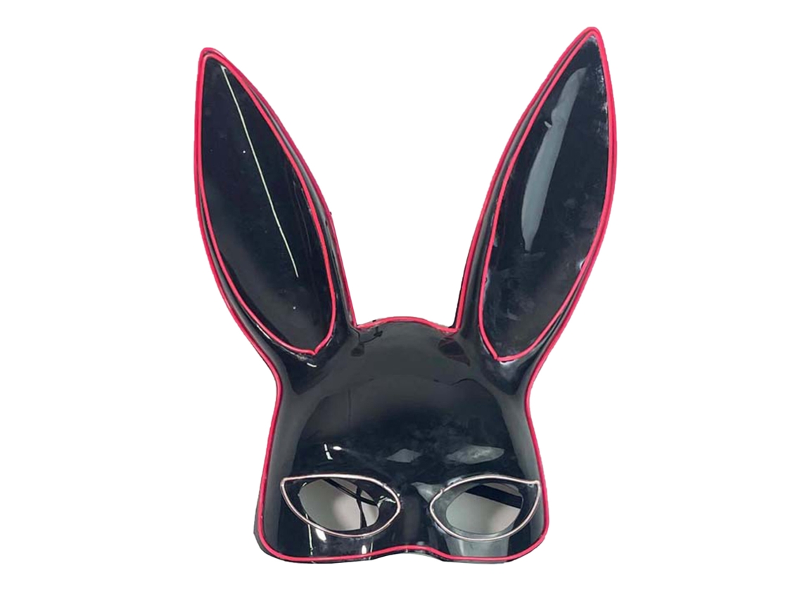 Máscara De Coelho Brilhante Meia Face Com Luzes Rosa E Branca Para Festa De Halloween Acessório Preto