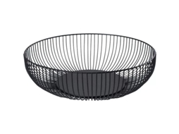 Cesta de Frutas de Ferro para Mesa de Cozinha com Design Moderno Preto 11 Polegadas (redonda C)