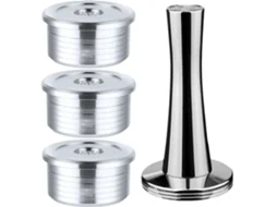 Pack 3 Cápsulas Reutilizáveis Aço Inox e Compactador para Cafeteira Delta Q Mini Qool