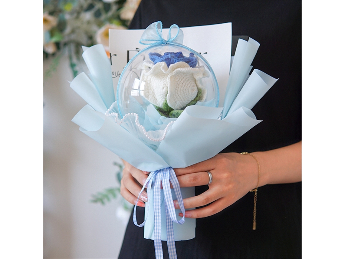 Buquê de Flores Tricotadas À Mão, Flores de Crochê Tricotadas, Decoração para Festa de Casamento no Dia Dos Namorados AQUAFORGE
