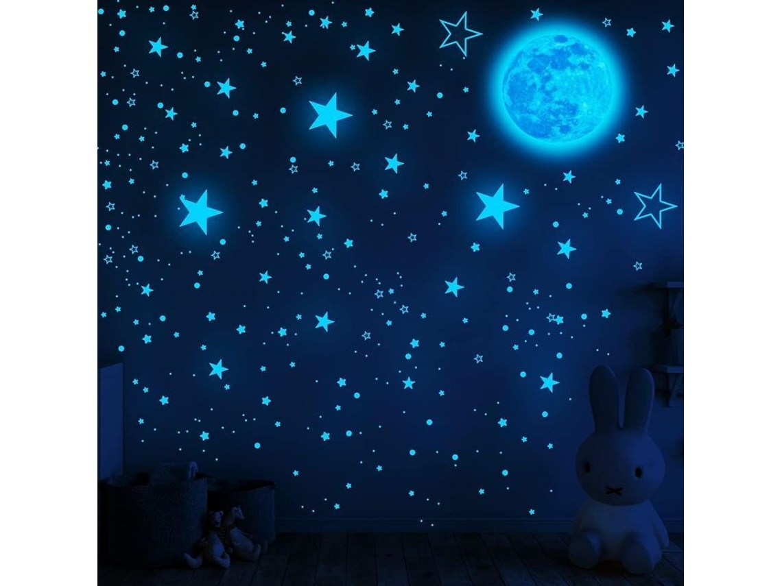 1049 Peças De Estrelas E Lua Que Brilham Na Escuridão, Presente Para Meninos E Meninas (azul)