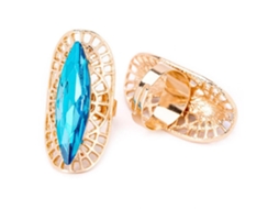 Anel Feminino Moda Com Strass Azul