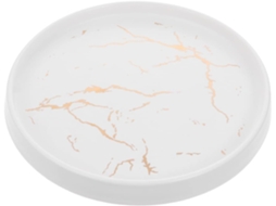 Porta-joias Redondo De Mármore Branco, 20 Cm, Em Cerâmica Dourada, Elegante E Decorativo Para Escritório E Quarto.