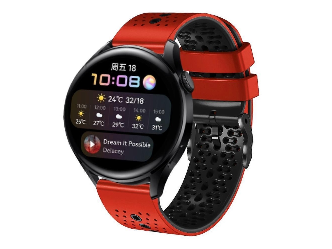 Pulseira De Silicone Perfurada Bicolor De 22 Mm Para Huawei Watch 3