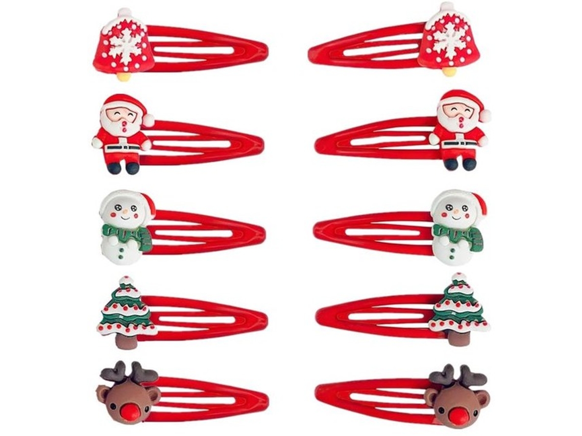 Acessórios De Cabelo Coloridos - 5 Pares - Kerstman/rudolf/sneeuwman/kerstboom/klokken