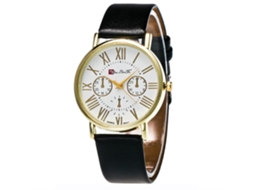 Reloj De Pulsera De Cuero Pu Casual Unisex Para Hombre Y Mujer Zhoulianfa Negro