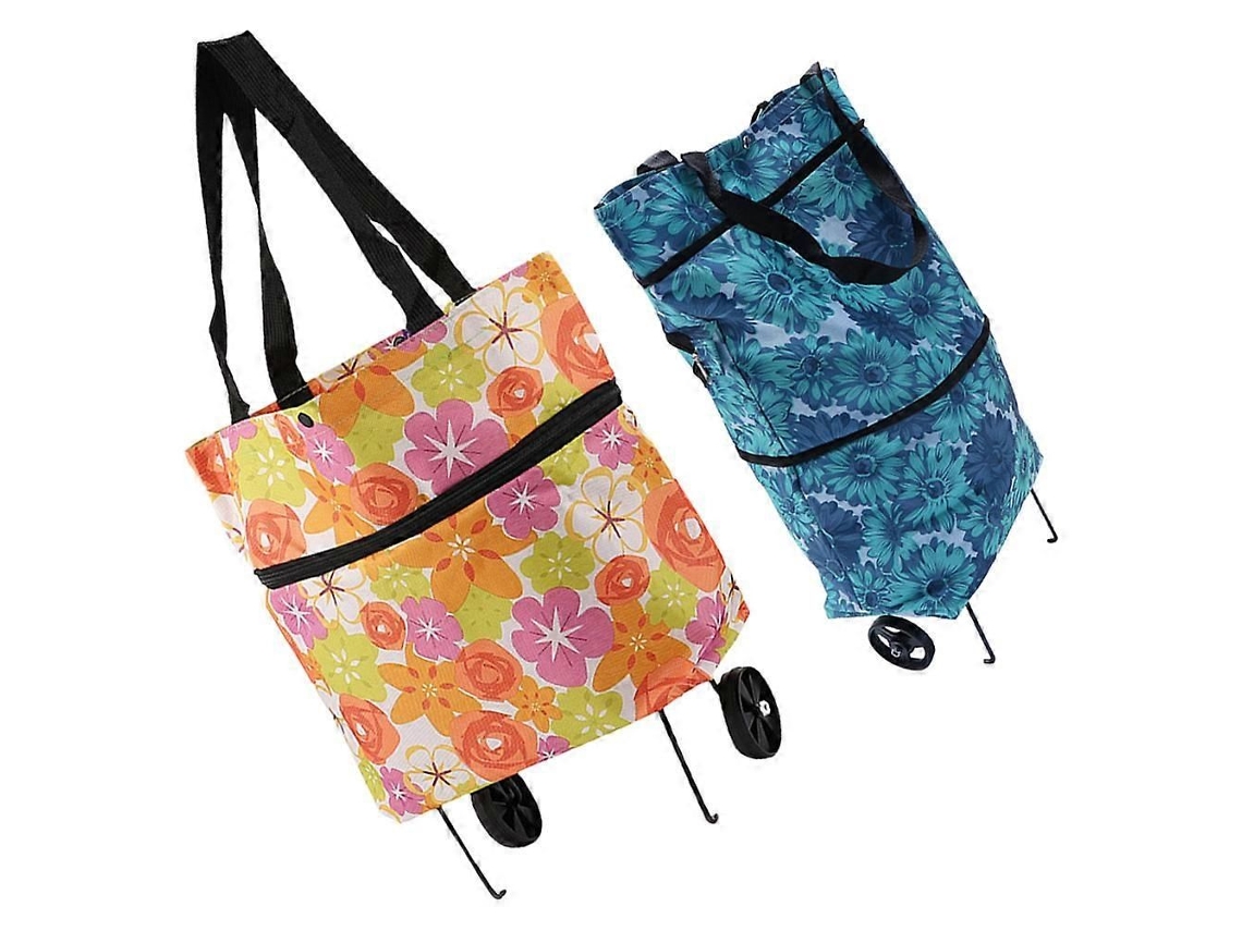 Sacolas de Compras Dobráveis ​​com Rodinhas para Guardar Objetos, Conjunto com 2 Unidades. GOKOCO