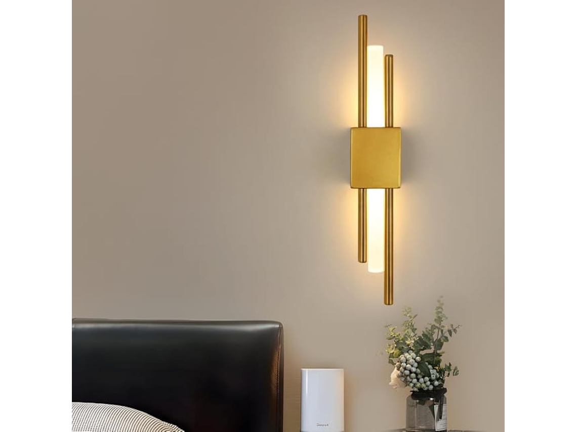 Aplique Led Dourado 10w 3000k Duplo Para Interior
