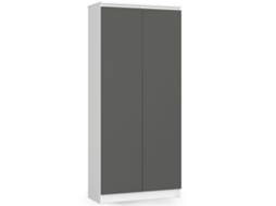 Estante Fechada Moderna R80 2d 8 Prateleiras Branco/cinza
