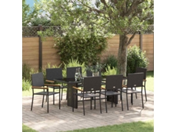 Vidaxl Conjunto De Jantar Para Jardim 9 Unid. Preto Vime Pe