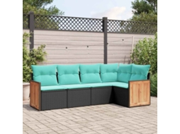 Vidaxl Conjunto De Sofá De Jardim De 5 Peças Com Almofadas Em Rattan Sintético Preto