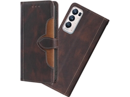 Capa Fólio Cartões para Oppo Oppo Find X3 Neo HONGWE. Pele Sintética Anti-Choque Castanho