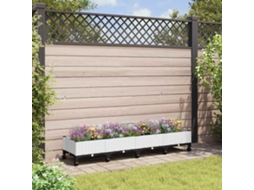 Vidaxl Vaso De Jardim Com Rodas Branco 160 X 40 X 33 Cm Pp