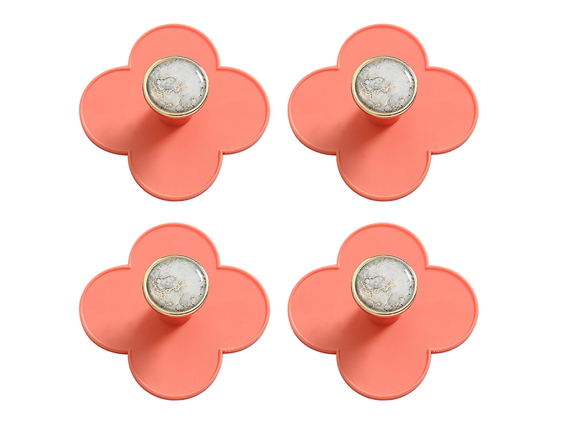 Conjunto de 4 Ganchos para Toalhas Sem Perfuração em Formato de Flor Multifuncional, Ganchos Práticos para Banheiros Montados na Parede BRILVIBERA