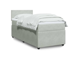 Cama Com Molas/colchão 90x190 Cm Veludo Cinza-claro